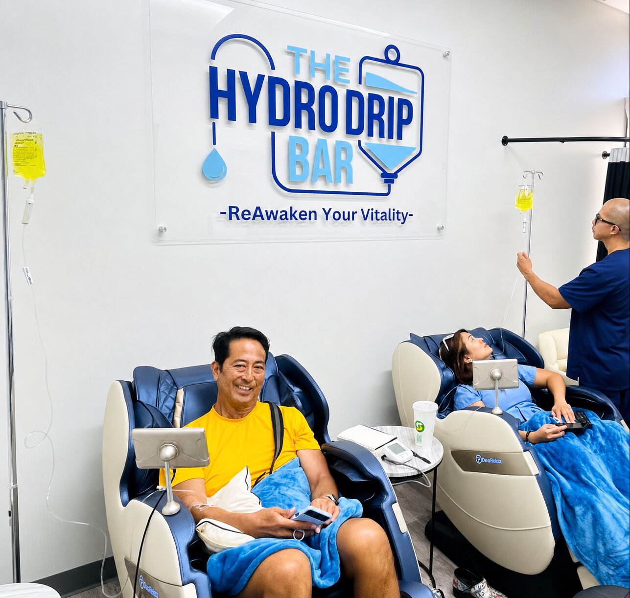 IV drip therapy session at The Hydro Drip Bar clinic