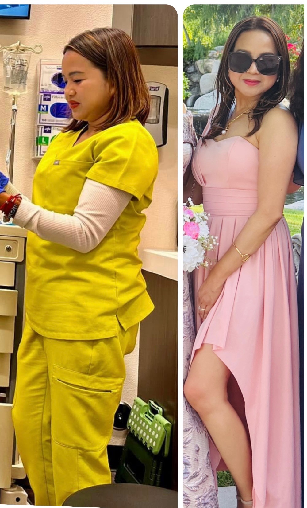 Client transformation — before and after GLP-1 weight loss program at The Hydro Drip Bar