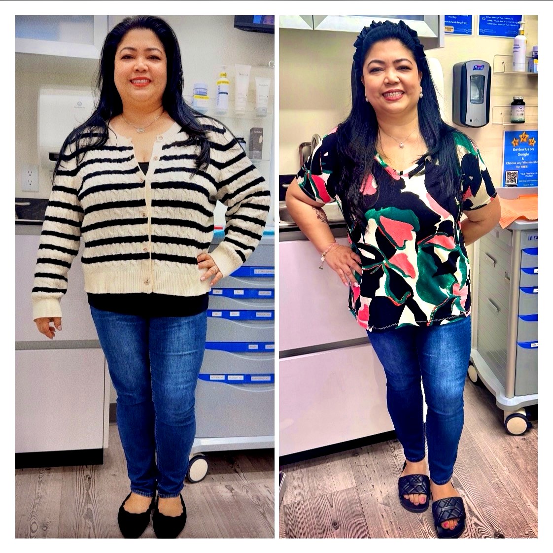 Client transformation — before and after GLP-1 weight loss at The Hydro Drip Bar